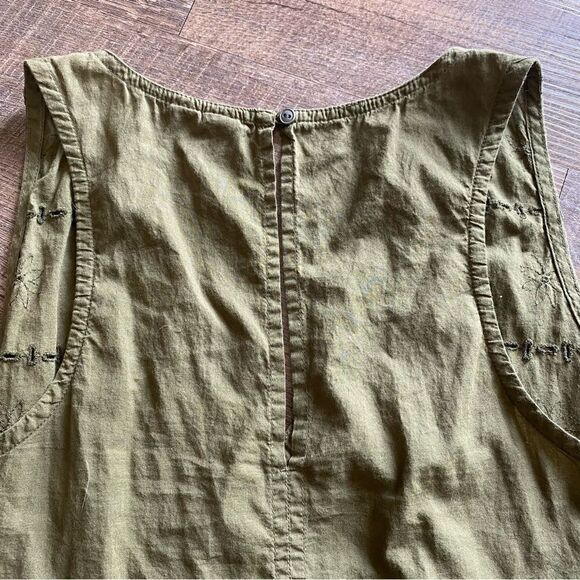 Melrose And Market Top Embroidered Olive XS Oversized Cotton Boho - Picture 5 of 9